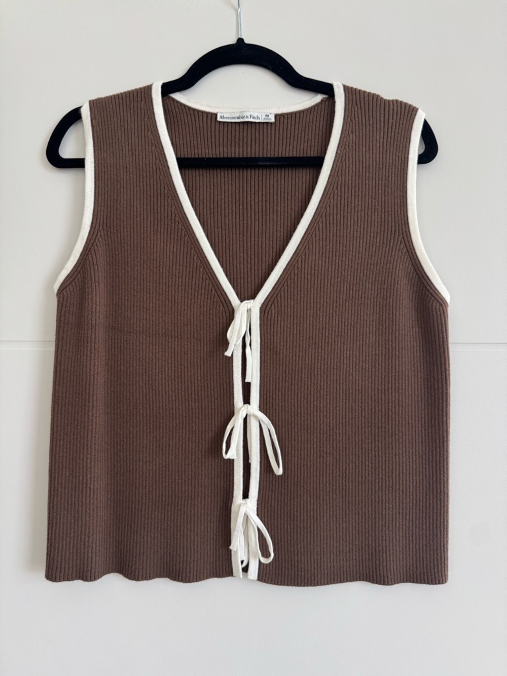 Abercrombie & Fitch Brown Ribbed Tie-Front Sleeveless Top